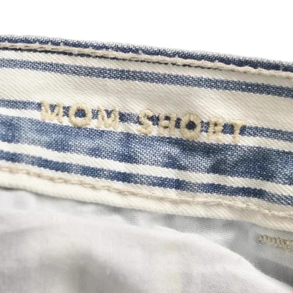 American Eagle Mom Shorts High  Rise Striped Blue White Size 12 - Picture 7 of 10